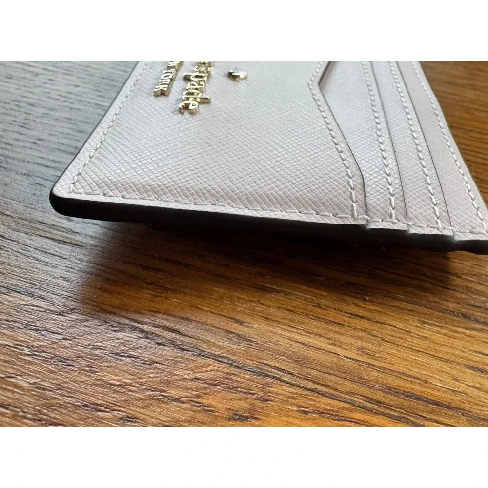 Kate Spade New York Saffiano Leather Card Holder Heart Studs Pink Light Purple - Picture 7 of 10